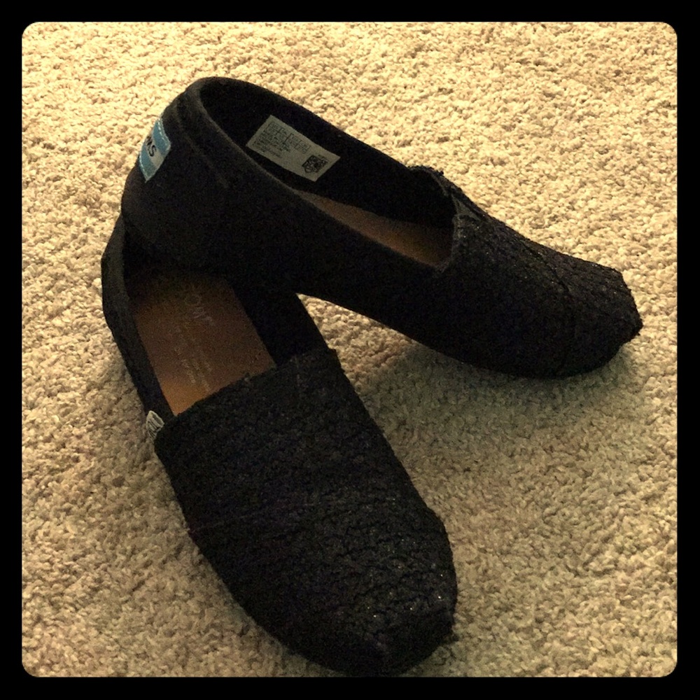 Black sparkly TOMS
